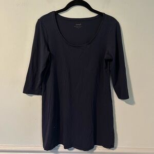 J. Jill PureJill Dark Blue Quarter Sleeve Length Cotton Blouse Size Small